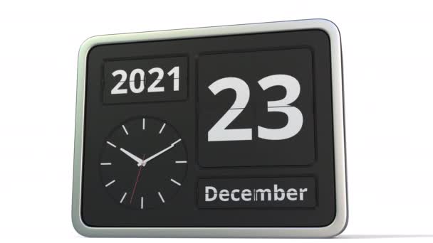 24 dicembre data sul calendario flip clock, animazione 3d — Video Stock