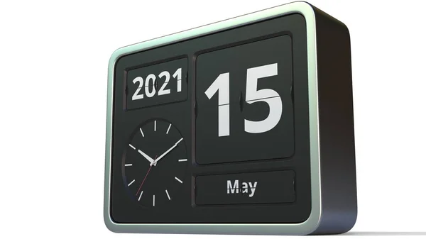 15. Mai Datum auf dem Flip-Clock-Kalender, 3D-Rendering — Stockfoto