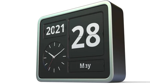 28 maggio data sul calendario retro flip clock, rendering 3d — Foto Stock