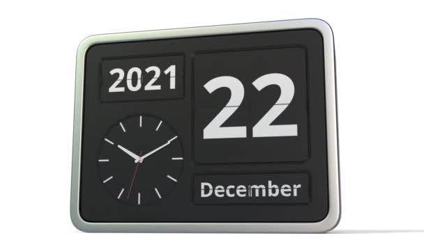 23 Δεκεμβρίου ημερομηνία στο ημερολόγιο ρολόι flip, 3d animation — Αρχείο Βίντεο