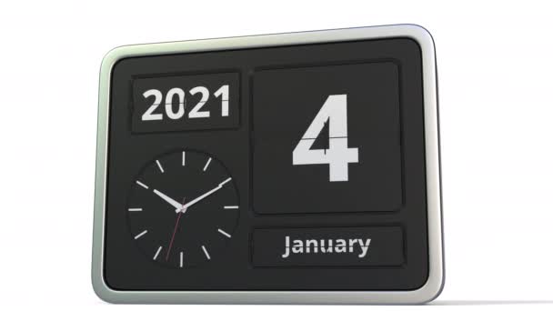 5 gennaio data sul calendario flip clock, animazione 3d — Video Stock