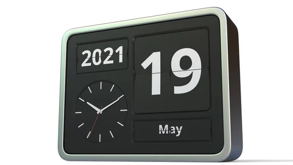 19 mei datum op de klassieke flip clock kalender, 3d rendering — Stockfoto