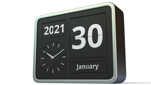 30 ianuarie data pe clasic flip ceas calendar, redare 3d — Fotografie, imagine de stoc