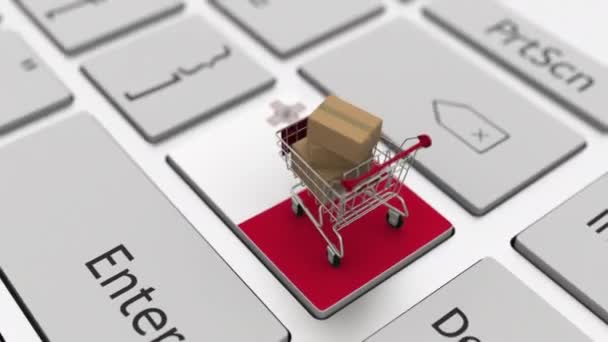 Shopping cart on the keyboard key with flag of Malta. Looping ecommerce related 3d animation — Stock Video