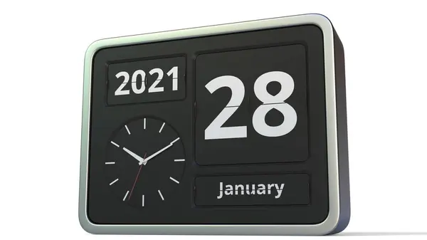 28 stycznia data w kalendarzu flip clock, renderowanie 3d — Zdjęcie stockowe