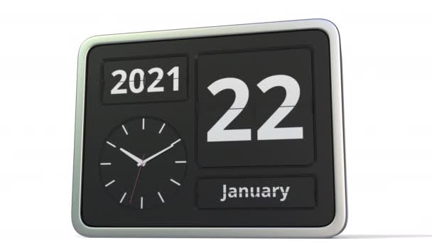 23 Ιανουαρίου ημερομηνία για το ρετρό ρολόι flip ημερολόγιο, 3D animation — Αρχείο Βίντεο
