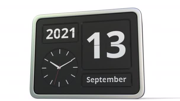 14 settembre data sul calendario flip clock, animazione 3d — Video Stock