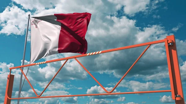 Flagge von Malta und Schwingensperre. Einreiseverbot — Stockfoto