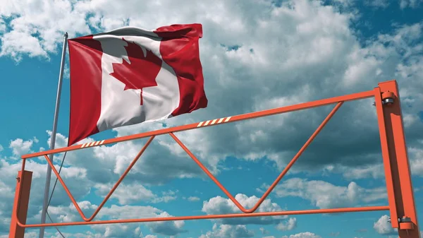 Flagge von Kanada und Schwingenbarriere. Einreiseverbot — Stockfoto