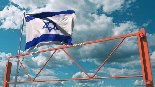 Vlag van Israël en zwaai arm barrière. Begripsmatig 3d-destructieverbod — Stockfoto