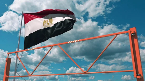Vlag van Egypte en zwaai arm barrière. Begripsmatig 3d-destructieverbod — Stockfoto