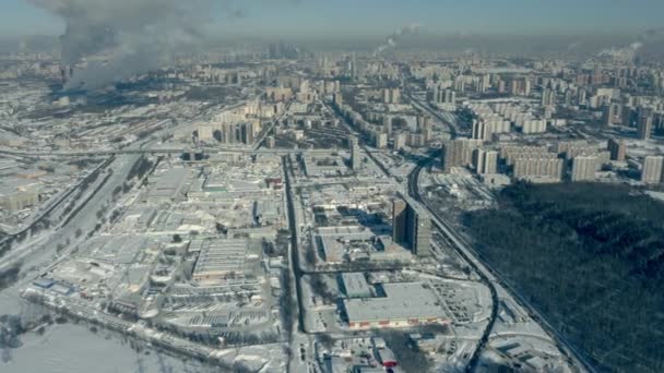 Flygfoto av Ochakovo indusritrial område i Moskva på vintern, Ryssland — Stockvideo