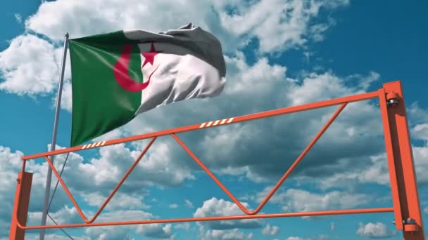 Swing arm road bounds and flag of Algeria, entry ban related 3d animation — 비디오