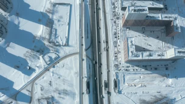 Letecký snímek Solntseva na předměstí Moskvy za studeného slunečného zimního dne. Rusko — Stock video