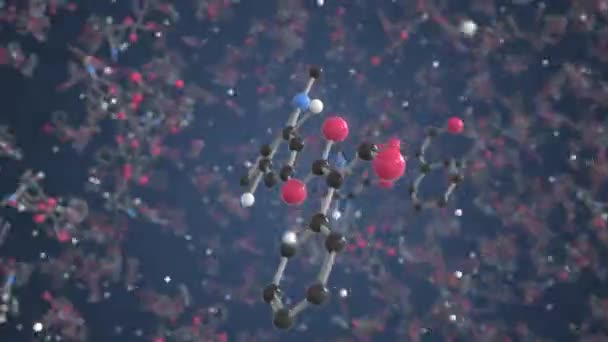 Atropin molekülü. Moleküler model, bilimle ilgili döngü 3 boyutlu animasyon — Stok video