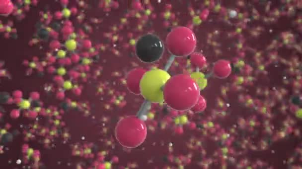Bárium-szulfát molekula. Ball-and-stick molekuláris modell. Kémiával kapcsolatos hurok 3D animáció — Stock videók