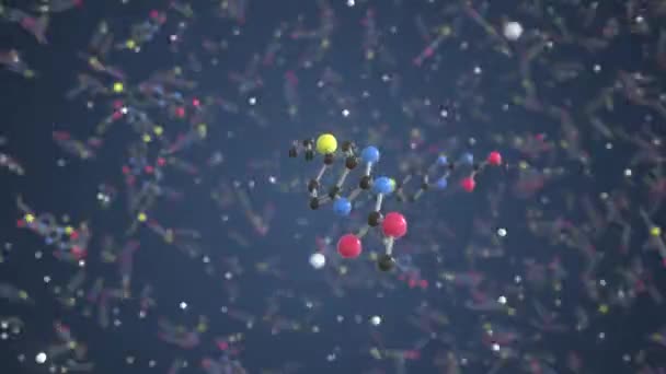 Молекула альбендазола. Молекулярная модель, связанная с наукой — стоковое видео