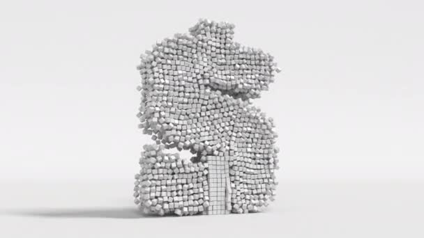 Kollabierendes Dollarzeichen aus Blöcken. Krisenbezogene 3D-Animation — Stockvideo