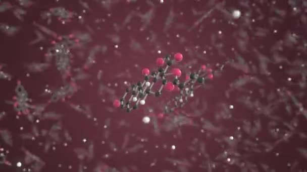 Молекула будесонида. Молекулярная модель шариков и палок. Цикл 3D анимации, связанный с химией — стоковое видео