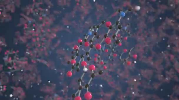 아즈 트로 마이신 분자. 분자 모형, 과학은 3d 애니메이션 루프 핑과 관련이 있다 — 비디오