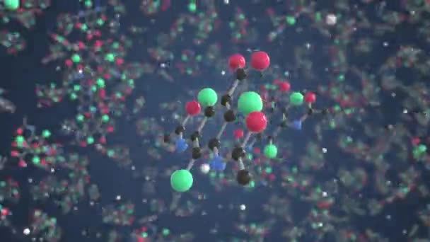 Molécula de Amidotrizoato. Modelo molecular, ciência relacionada looping 3d animação — Vídeo de Stock