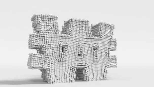 Çökmüş Kore kupası levhası bloklardan yapılmış. 3D animasyonla ilgili mali kriz — Stok video