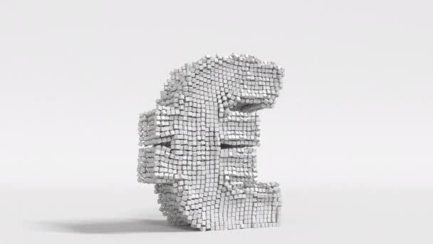 Einstürzendes Euro-Zeichen aus Blöcken. Finanzkrise im Zusammenhang mit 3D-Animation — Stockvideo