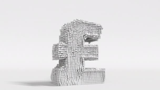 İngiliz sterlin levhası bloklardan yapılmış. 3D animasyonla ilgili mali kriz — Stok video