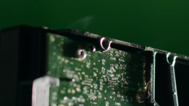 Asap dari perangkat elektronik yang rusak dengan Made in China label — Stok Video