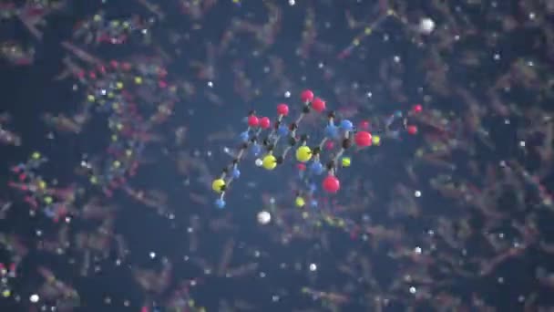 세프트리악손 분자. 분자 모형, 과학은 3d 애니메이션 루프 핑 과 관련 이 있다 — 비디오