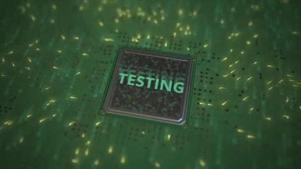 TESTING text na počítačovém procesoru 3D animace — Stock video