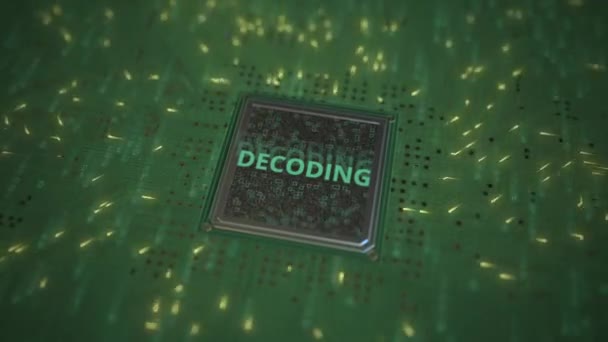 DECODING текст на комп'ютерному процесорі 3d анімації — стокове відео