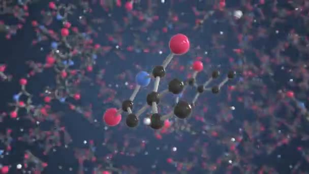 Etoszuximid molekula. Ball-and-stick molekuláris modell. Kémiával kapcsolatos hurok 3D animáció — Stock videók