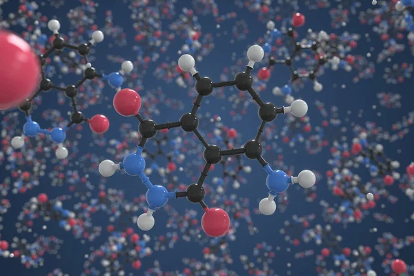 Luminol molekülü, top ve sopa moleküler modeli. Bilimsel 3D görüntüleme — Stok fotoğraf