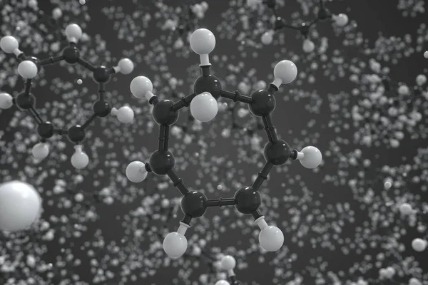 Cycloheptatrieenmolecuul, wetenschappelijk moleculair model, 3d rendering — Stockfoto