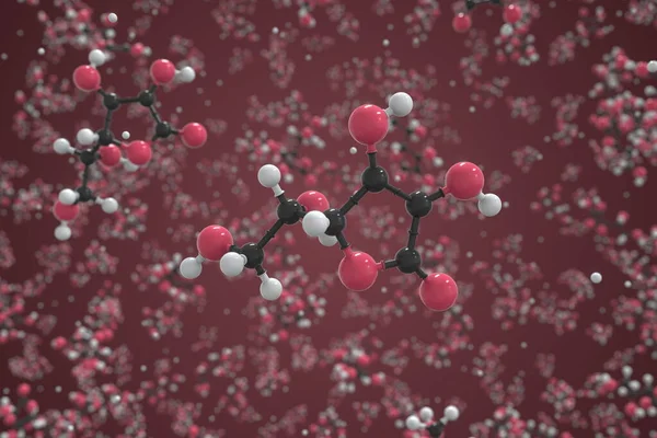 Molekül aus Vitamin C, molekulares Ball-und-Stick-Modell. Wissenschaftliche 3D-Darstellung — Stockfoto