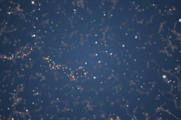 파란 삼판 분자는 공, 과학적 분자 모델로 만들어 졌습니다. 화학 3d 렌더링 — 스톡 사진