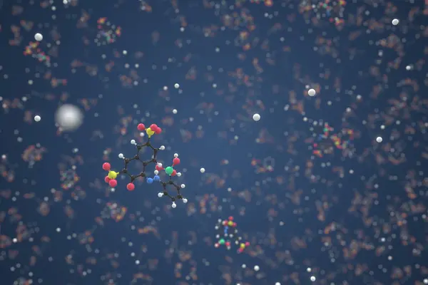 Molecola di torina, modello molecolare palla-e-bastone. rendering scientifico 3d — Foto Stock