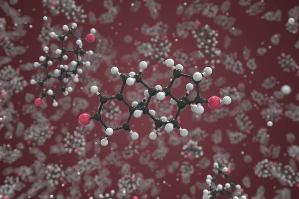 Testosteron-Molekül mit Kugeln, wissenschaftliches molekulares Modell. Chemische 3D-Darstellung — Stockfoto