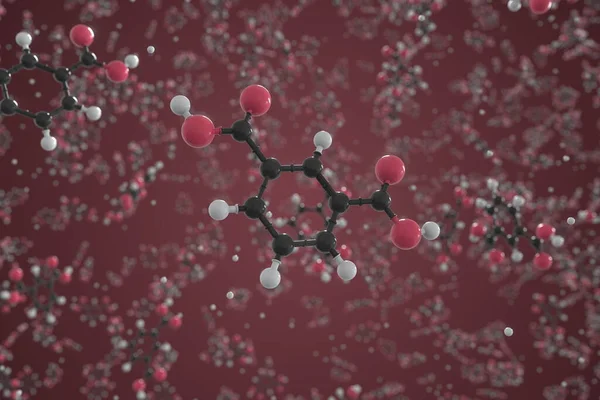 Molekul asam isoftalat dibuat dengan bola, model molekul konseptual. Perenderan Chemical 3d — Stok Foto