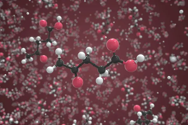 Molekül der Lävulinsäure, Ball-und-Stick-Molekularmodell. Wissenschaftliche 3D-Darstellung — Stockfoto