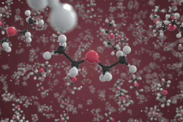 다이에틸 에테르 분자, 공 과 스틱 분자 모델. 화학 3d 렌더링 — 스톡 사진