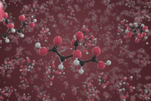 Zitronensäuremolekül aus Kugeln, wissenschaftliches Molekularmodell. Chemische 3D-Darstellung — Stockfoto