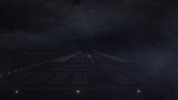 Samolot startujący z lotniska z nazwą miasta RAWALPINDI, animacja 3D — Wideo stockowe