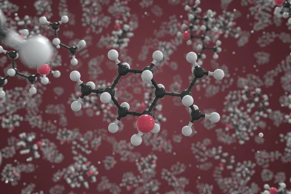 Mentholmolecuul gemaakt met ballen, conceptueel moleculair model. Chemische 3d-destructie — Stockfoto
