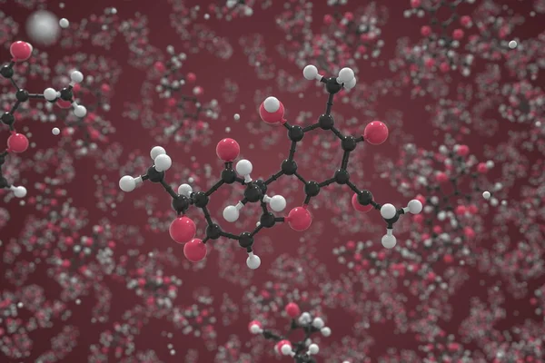 유스산 분자, 과학 분자 모델 , 3d 렌더링 — 스톡 사진