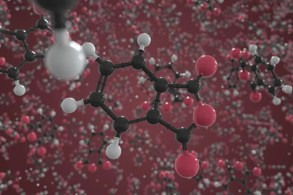 Molekuła bezwodnika ftalowego, model molekularny kularno-kulkowy. Naukowe utylizacje 3d — Zdjęcie stockowe