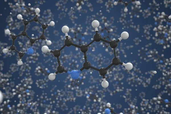 Quinolinemolecuul, wetenschappelijk moleculair model, 3d rendering — Stockfoto