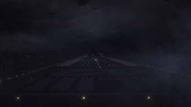 나이빌 시의 이름 과 비행기는 밤에 공항에서 이륙 한다. 3d 애니메이션 — 비디오
