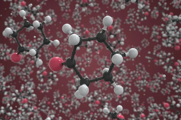 Molekula cyklohexanonu vyrobená z kuliček, vědecký molekulární model. Chemické 3D vykreslování — Stock fotografie